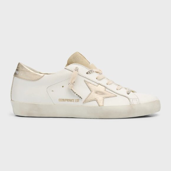 Authentic Golden Goose Super-Star Leather Sneakers Size 37 White and Gold - Picture 4 of 9